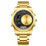 Relógio Digital Masculino Casual Esportivo De Quartzo Em Aço Inoxidavel Impermeavel Dourado Preto