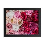 Quadro Rosas Coloridas Degradê Flores Moldura Preta 60x40cm