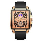 Relógio Quartzo Com Cronógrafo Esportivo Masculino Design Tonneau Impermeável 3atm Rose