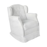 Poltrona Amamentação Cadeira Reforçada Balanço Lile Suede Branco