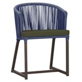 Cadeira De Jantar Noronha Alumínio Marrom E13 Trama Original Azul