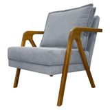 Poltrona Decorativa Shine Para Sala Bouclé Premium Cinza Buclê