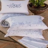 Jogo De Cama Casal 300 Fios Limoges - Naturalle Fashion Branco/azul