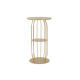 Mesinha Lateral Industrial Silueta Alta Redonda 35cm Dourado
