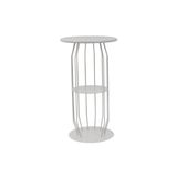 Mesinha Lateral Industrial Silueta Alta Redonda 35cm Cinza Claro