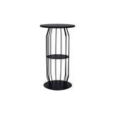 Mesinha Lateral Industrial Silueta Alta Redonda 35cm Preto