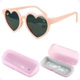 Oculos Sol Infantil Sereia Coração Vintage Menina + Case Criança Casual Praia Verão Social Laçinho