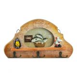 Porta Chave De Parede De Madeira Para Cozinha Com 6 Ganchos