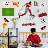 Adesivo De Parede Futebol Decorativo Para Quarto E Sala Titulo Vermelho
