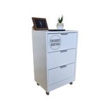 Mesa De Cabeceira 50cm 3 Gaveta Quarto Pux. Cinza Rodinha