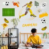 Adesivo De Parede Futebol Decorativo Para Quarto E Sala Titulo Amarelo E Branco