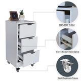 Mesa De Cabeceira 30cm 3 Gaveta Quarto Pux. Cinza Rodinha