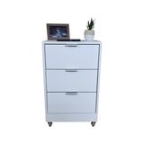 Mesa De Cabeceira 40cm 3 Gaveta Quarto Pux. Cinza Rodinha