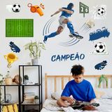 Adesivo De Parede Futebol Decorativo Para Quarto E Sala Titulo Azul