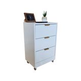 Mesa De Cabeceira 40cm 3 Gaveta Quarto Pux. Gold Com Rodinha