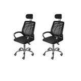 Kit 2 Cadeiras Para Escritorio Presidente Tela Mesh Viena 3324 Preto