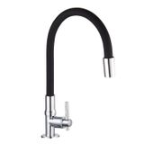 Torneira Metal Cozinha Bancada Flexível Alavanca Linha Metal Preto
