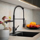 Torneira Misturador Inox Gourmet, Cozinha Bancada Com Ducha Linha Inox Grascan Preto