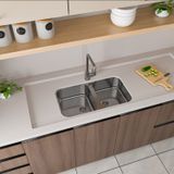 Cuba Dupla Para Cozinha Gourmet Aço Inox 72cm X 40cm X 14cm Acetinado Ghelplus. Inox
