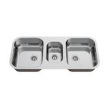 Cuba Tripla Para Cozinha Gourmet Aço Inox 93cm X 40cm X 18cm Polida Ghelplus. Inox
