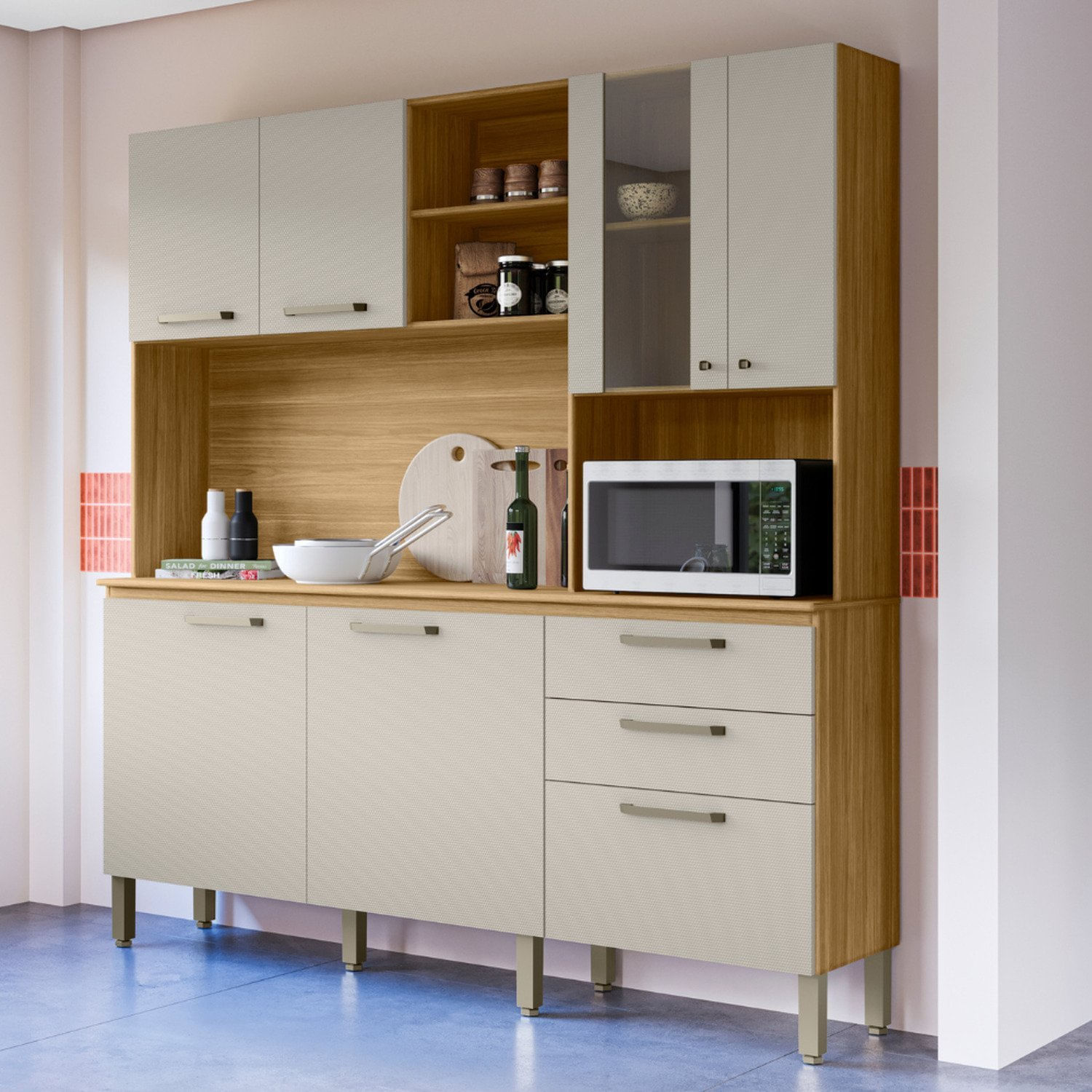 Cozinha Compacta Mega Com Tampo Para Cozinha Freijó/soft