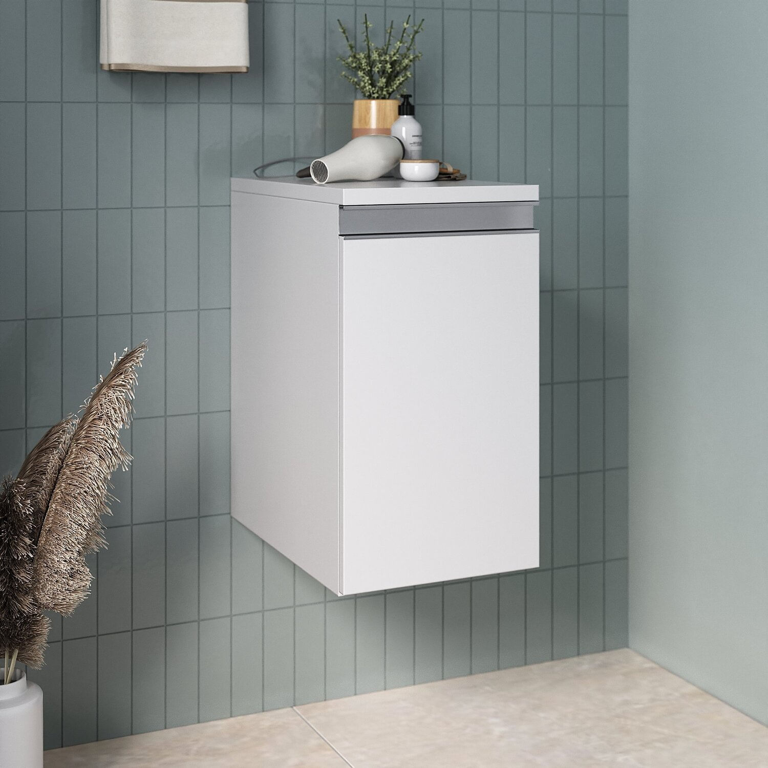 Módulo Slim Para Banheiro Com Cesto Branco