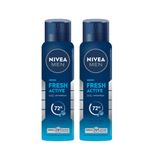 Kit 2 Desodorante Nivea Men Fresh Active Antitranspirante Antibacteriano Aerosol 150ml