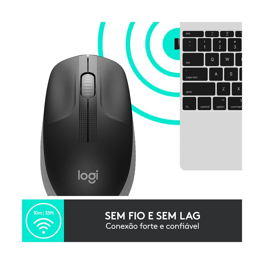 Mouse Sem Fio Logitech Usb M190 Cinza - imagem 3