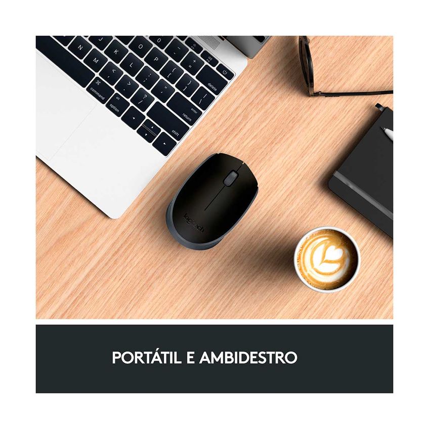 Mouse Sem Fio Logitech M170 Ambidestro Compacto USB com Pilha Preto - imagem 3
