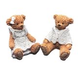 Casal De Ursinho Resina Sentado Decorativo 13,5Cm Altura