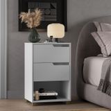 Mesa Cabeceira Em Mdf Com 2 Gavetas E 1 Nicho Da Vinci Branco