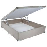 Base Cama Box Baú Blindado Casal Suede Bege 43x138x188
