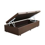 Base Cama Box Baú Blindado Solteiro Corino Marrom 43x88x188