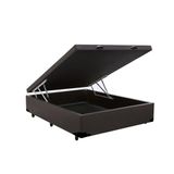 Base Cama Box Com Baú Blindado Casal Corino Marrom 43x138x188