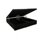 Base Cama Box Baú Blindado Bipartido King Size Suede Preto 43x193x203
