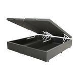 Base Cama Box Baú Blindado Bipartido Queen Size Corino Cinza 43x158x198