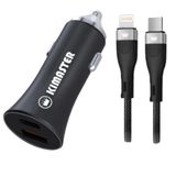 Carregador Veicular Usb-c+usb C/cabo P/lightning Pd Qc 40w Cv209cl Kimaster