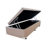 Base Cama Box Baú Blindado Solteiro Corino Bege 43x88x188