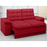 Sofá Confort 1,80m Assento Retrátil E Reclinável Velosuede Vermelho - Netsofas