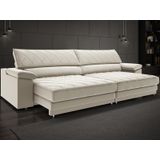 Sofá De Duplo Molejo Com Carregador Usb, Retrátil E Reclinável Valencia 2,90m Veludocristal Areia- Netsofas