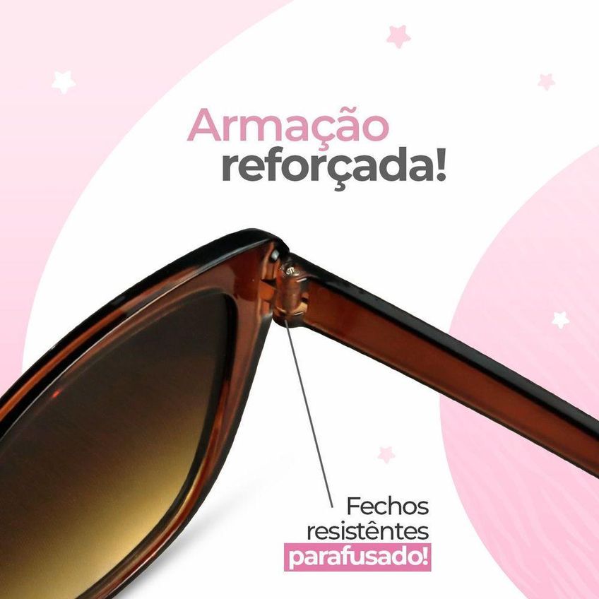 Oculos Sol Feminino Proteção Uv Gatinho Praia Vintage + Case Verão Acetato Qualidade Premium Moda - imagem 2