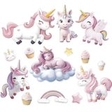 Adesivo Papel De Parede Infantil Unicórnios Cupcake Estrela
