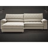 Sofá De Duplo Molejo Com Carregador Usb, Retrátil E Reclinável Viena 2,10m Veludocristal Areia- Netsofas