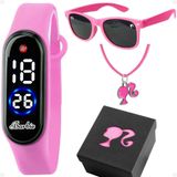 Relogio Barbie Digital Infantil + Caixa Strass Prova Dagua Presente Criança Menina Silicone Original
