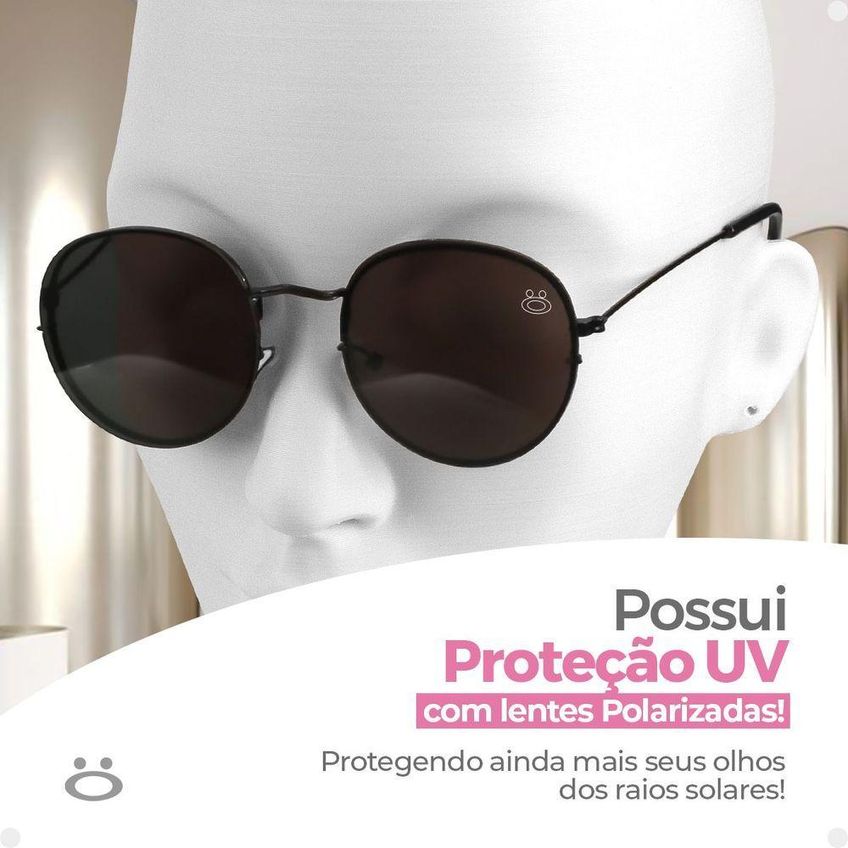 Oculos Sol Feminino Aço Inoxidavel Preto Casual Praia + Case Original Qualidade Premium Presente - imagem 5