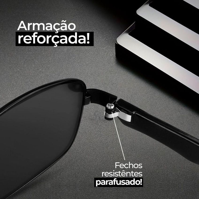 Óculos Sol Masculino Mafia Metal Case Qualidade Premium Verão Luxo Formato Retangular Presente Praia - imagem 3