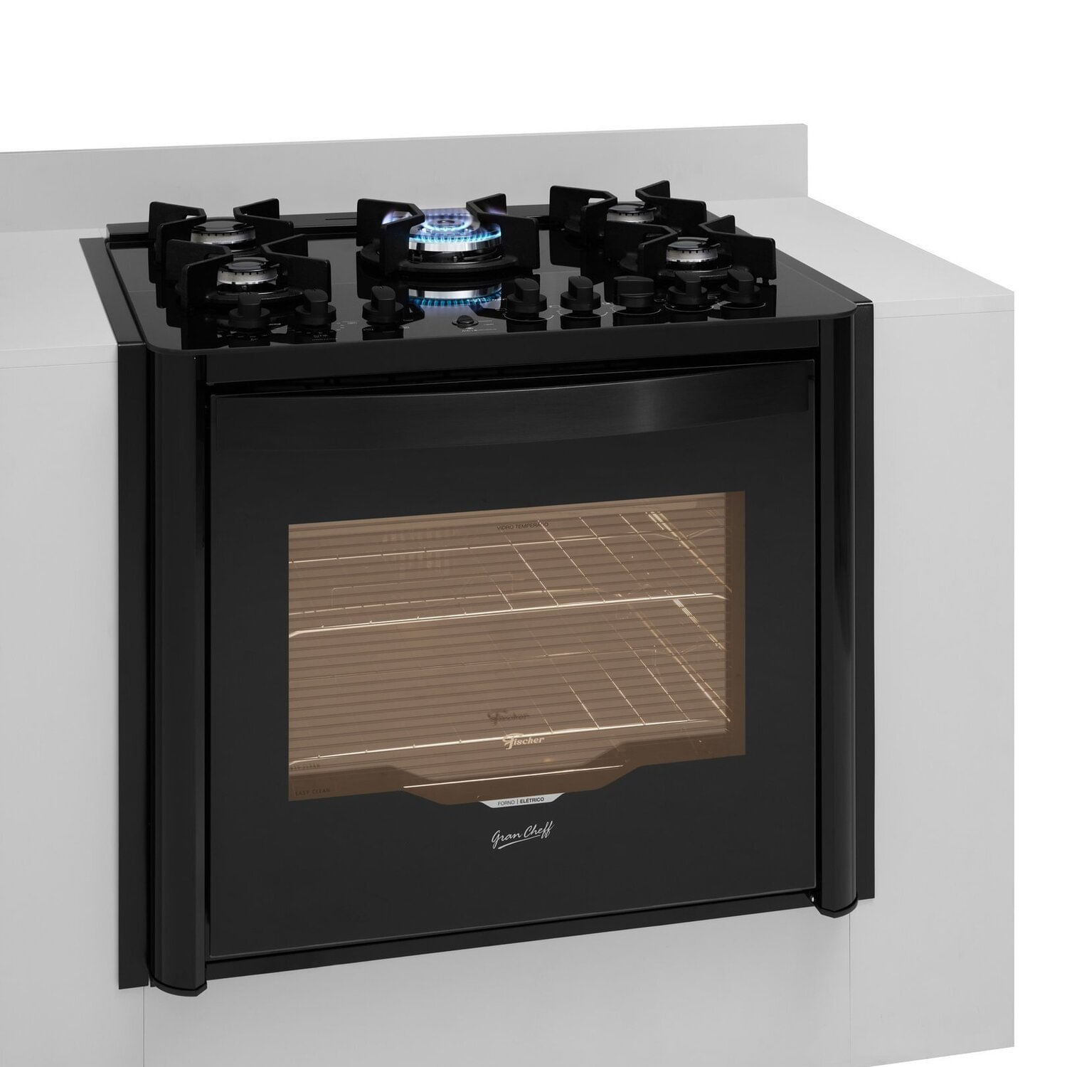 Fogão De Embutir Fischer 5q Tc Gran Cheff Gás Com Forno Elétrico 220v Preto