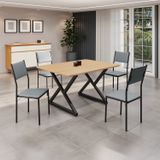 Conjunto Sala De Jantar Mesa 120x90cm Base Império Tampo Mdf Florença Grafite/preto