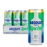 Kit Com 6und Drink Pronto Vodka Absolut+sprite Lata 269ml
