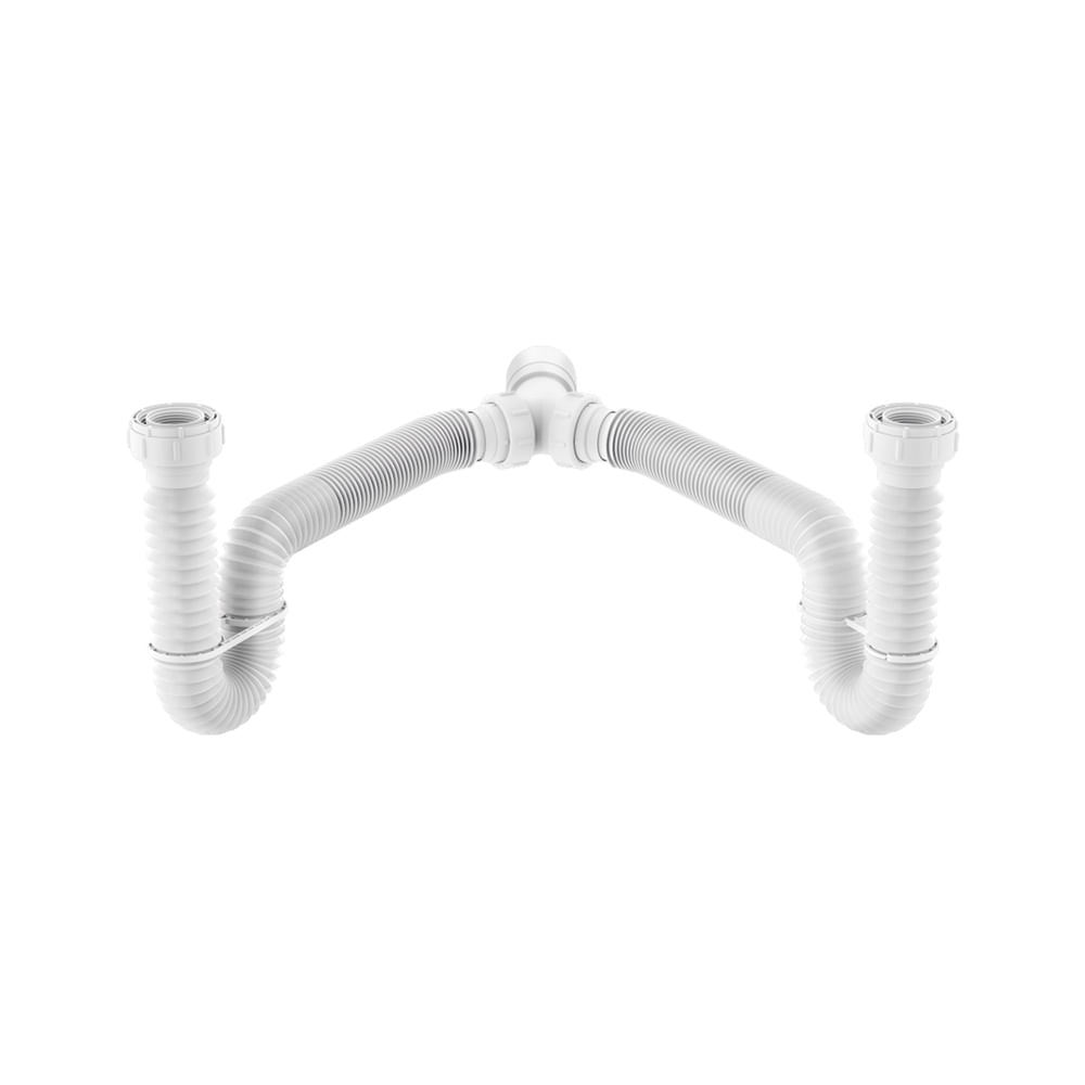 Sifão Duplo Sanfonado Extensível Censi 1,1m Branco Branco 7200-01001